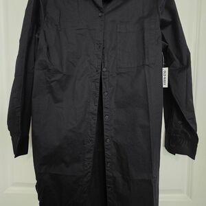 Black Button-Up Shirt Dress